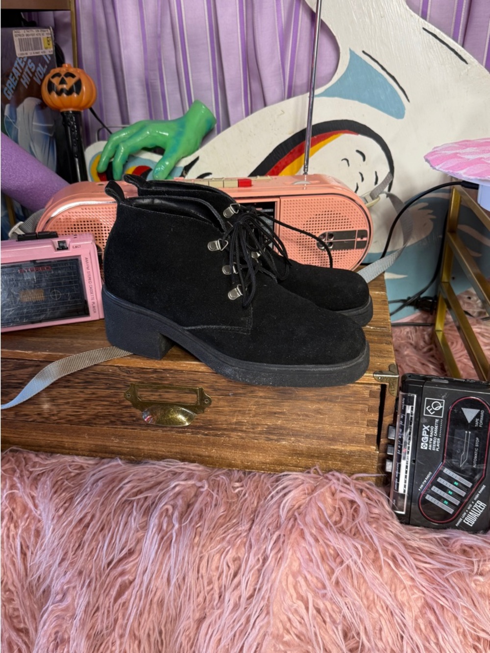 Fashion Bug Black and Orange Casual Lace-Up Shoe